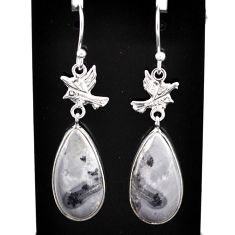 11.45cts natural white howlite 925 sterling silver dangle birds earrings t60769