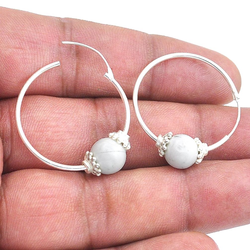 8.38cts natural white howlite 925 sterling silver dangle earrings jewelry u56122