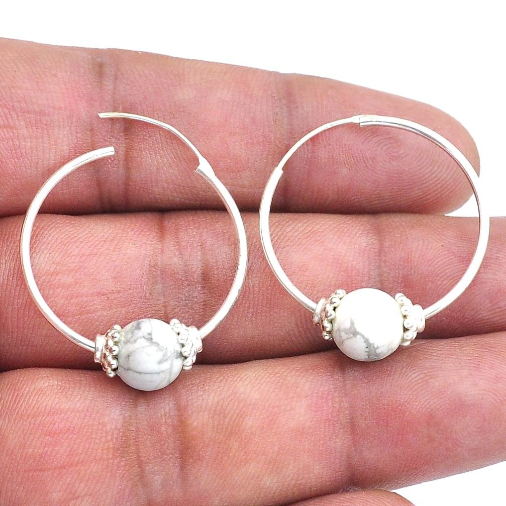 8.34cts natural white howlite 925 sterling silver dangle earrings jewelry u56124
