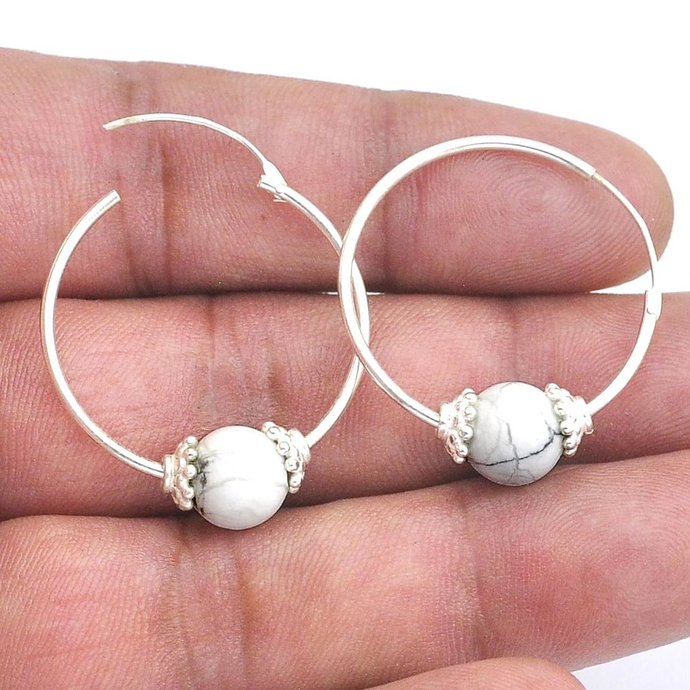 8.14cts natural white howlite 925 sterling silver dangle earrings jewelry u56127