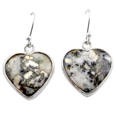 14.09cts natural white howlite heart 925 sterling silver dangle earrings t60868