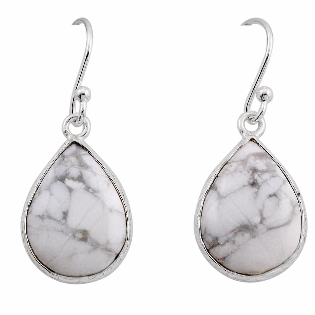 10.67cts natural white howlite pear 925 sterling silver dangle earrings y83145