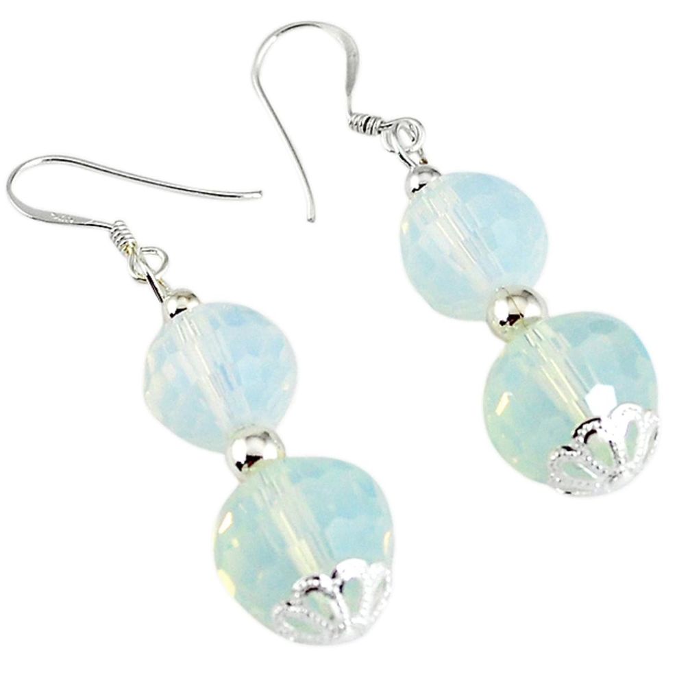 Natural white opalite 925 sterling silver dangle earrings jewelry c23900