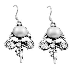 4.21cts natural white pearl 925 silver angel wings fairy earrings jewelry n27985