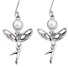 2.24cts natural white pearl 925 silver angel wings fairy earrings r73022