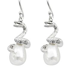 9.70cts natural white pearl 925 sterling silver anaconda snake earrings d49585