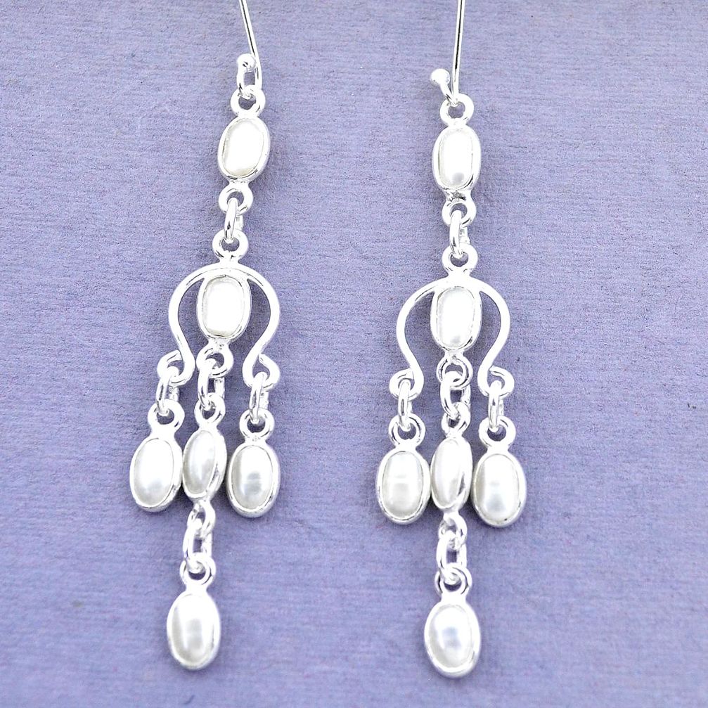  white pearl 925 sterling silver chandelier earrings p27254