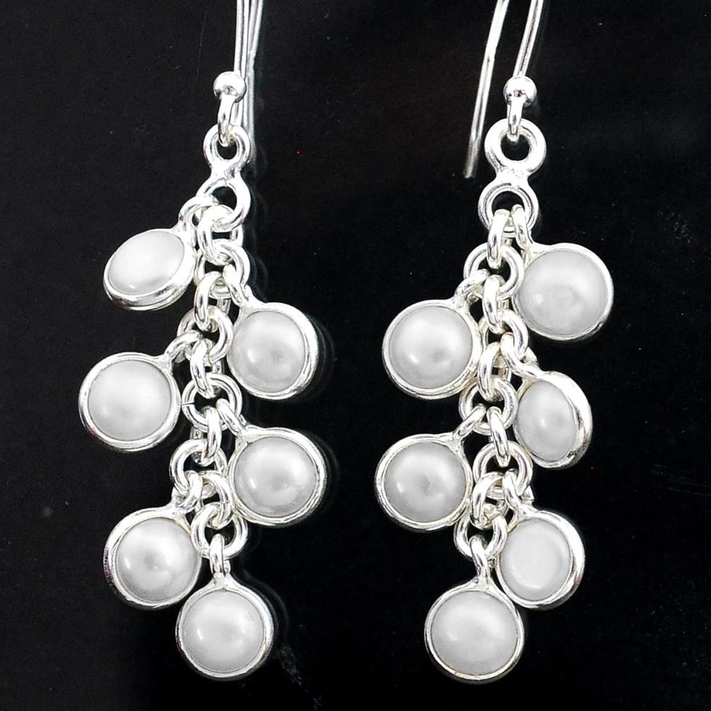 12.71cts natural white pearl 925 sterling silver chandelier earrings t1915