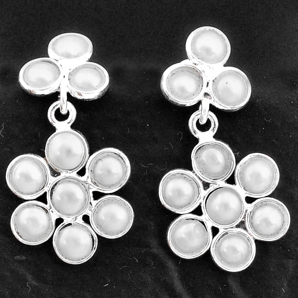 5.83cts natural white pearl 925 sterling silver chandelier earrings t4791