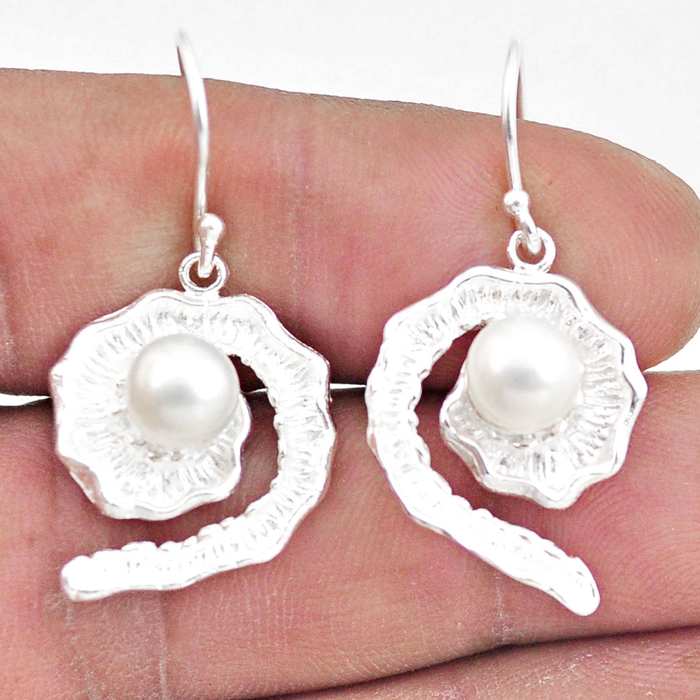 7.54cts natural white pearl 925 sterling silver dangle earrings jewelry c23768