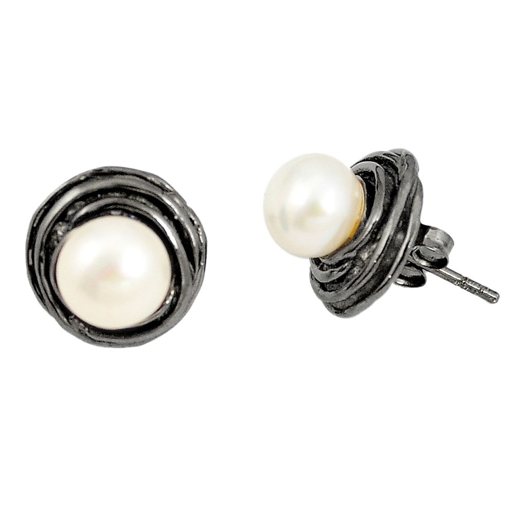 Natural white pearl 925 sterling silver stud earrings jewelry c24150