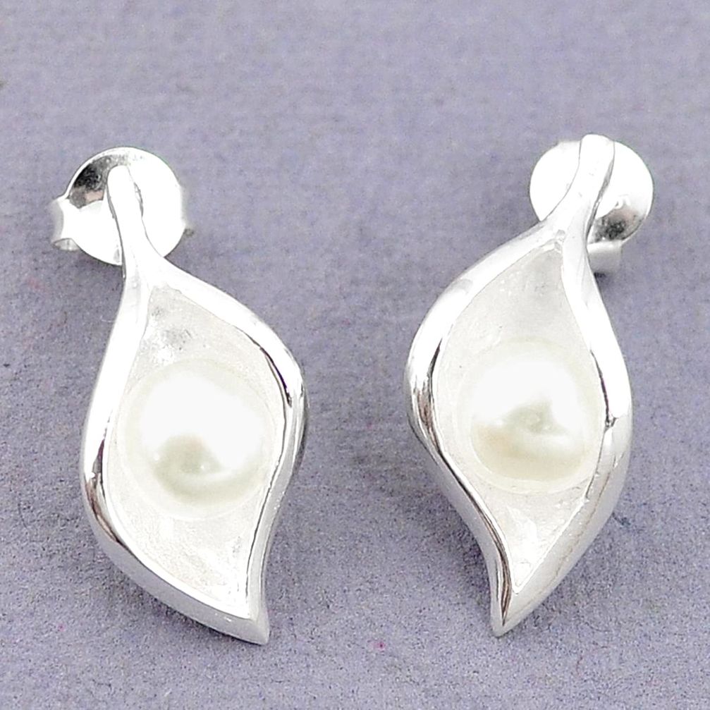 Natural white pearl 925 sterling silver dangle earrings jewelry c24210