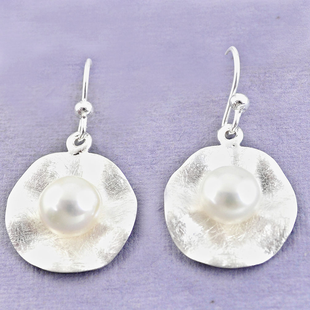 8.78cts natural white pearl 925 sterling silver dangle earrings jewelry c25639