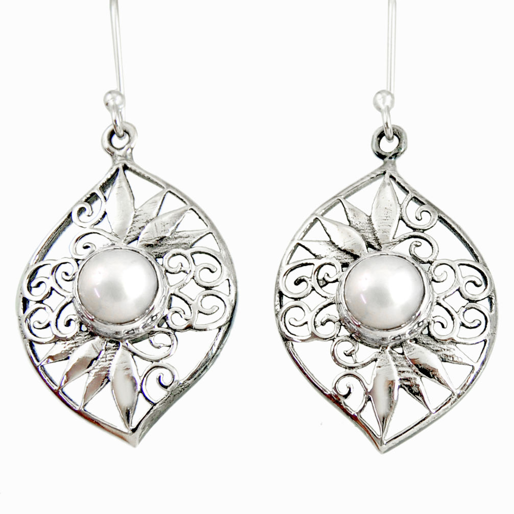 white pearl 925 sterling silver dangle earrings jewelry d40089