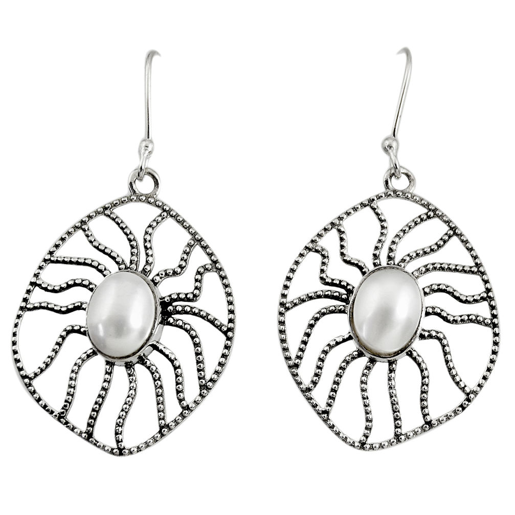 white pearl 925 sterling silver dangle earrings jewelry d40111