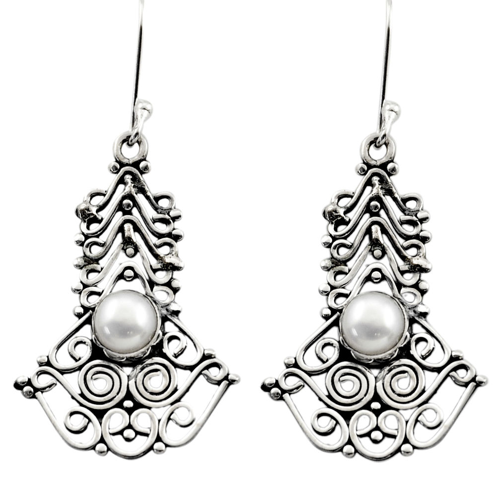 white pearl 925 sterling silver dangle earrings jewelry d40683
