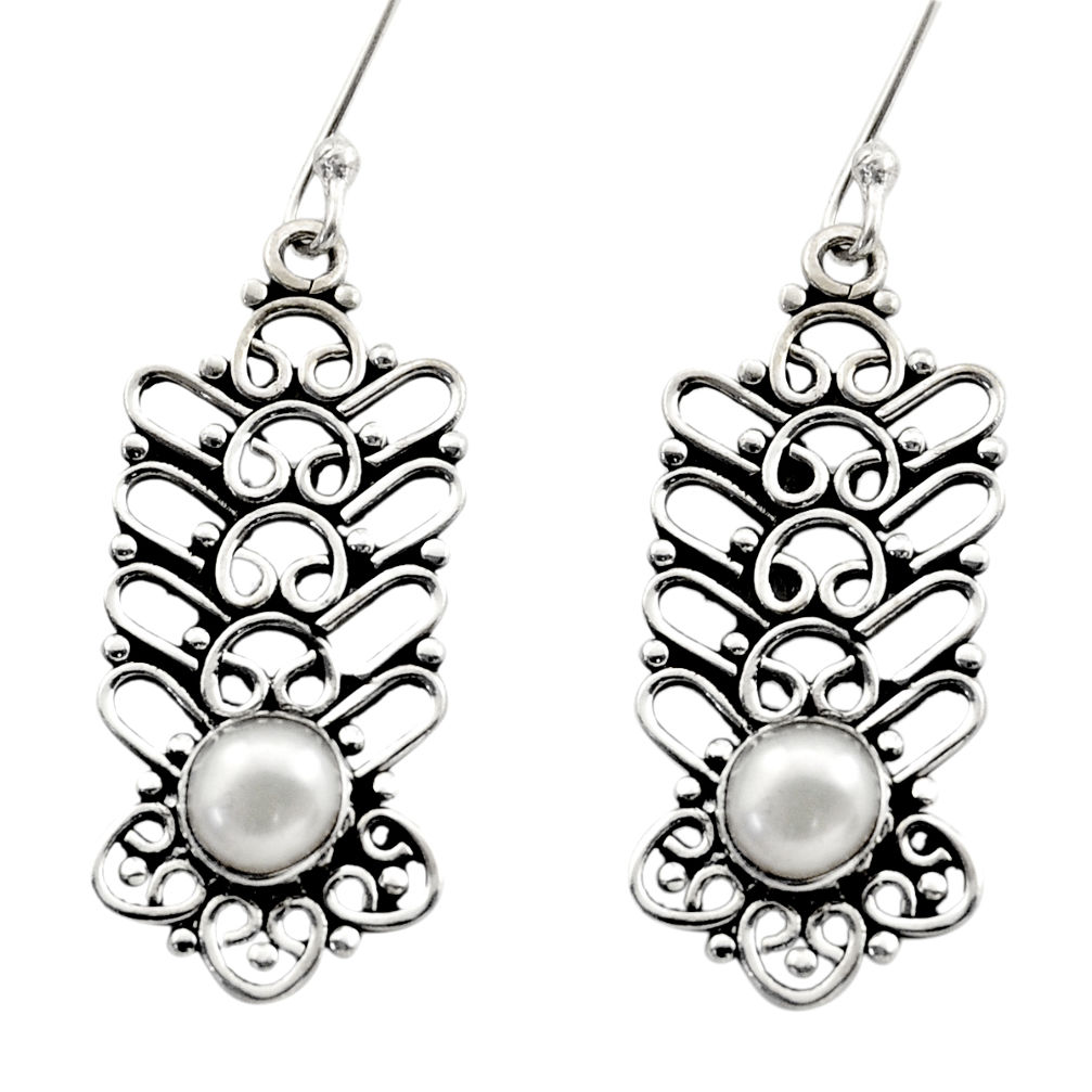 white pearl 925 sterling silver dangle earrings jewelry d40687