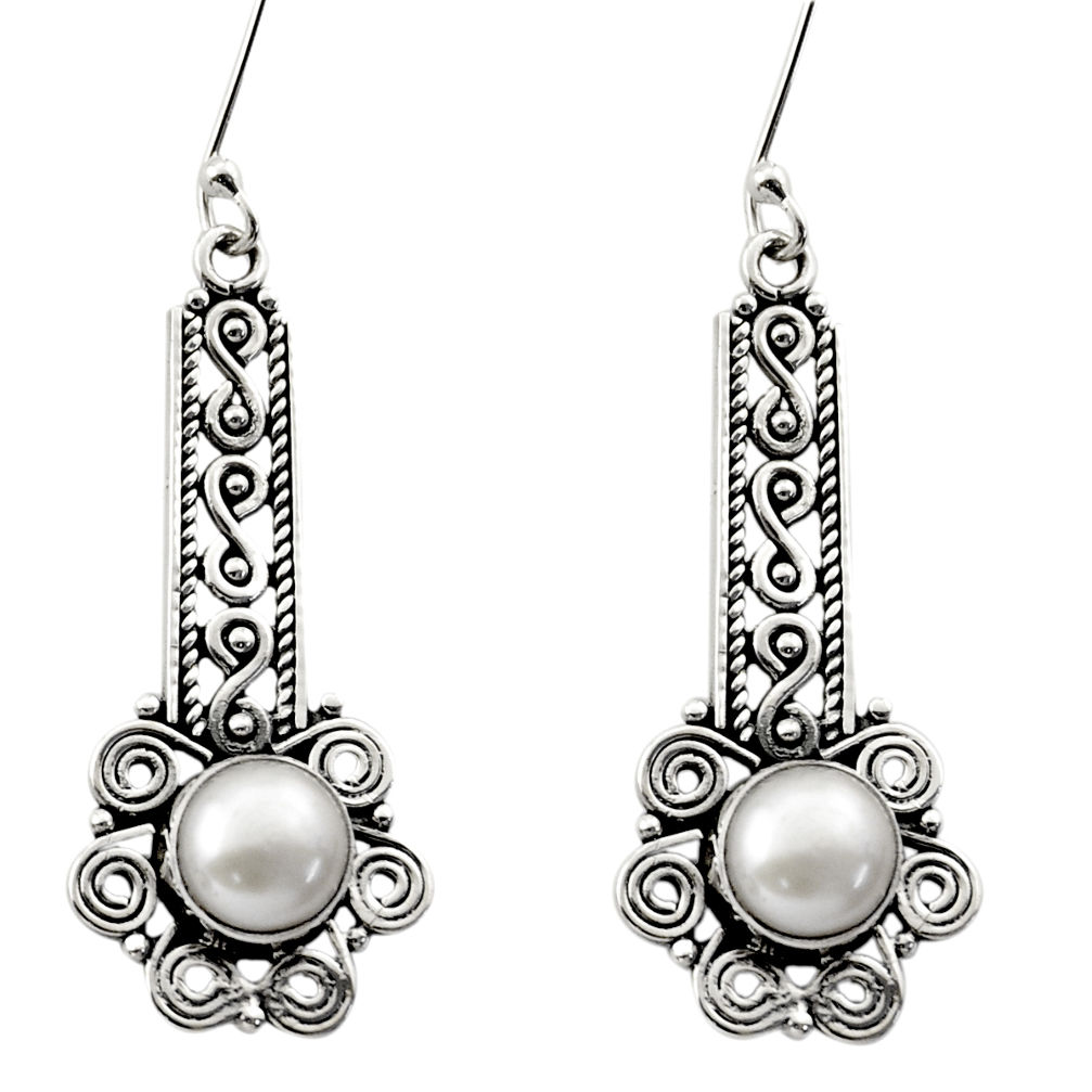 white pearl 925 sterling silver dangle earrings jewelry d40728