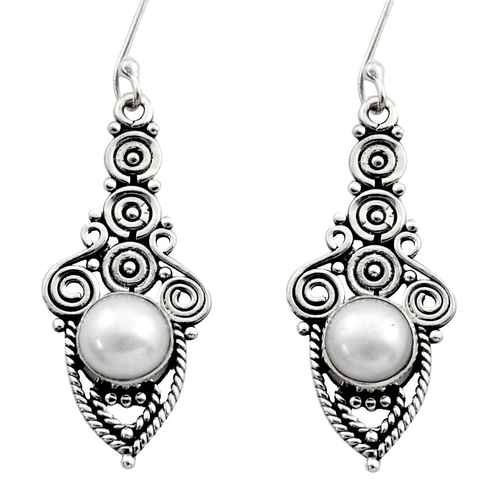 white pearl 925 sterling silver dangle earrings jewelry d40730