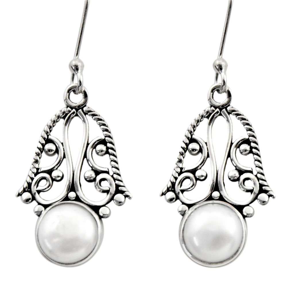 6.72cts natural white pearl 925 sterling silver dangle earrings jewelry d40732
