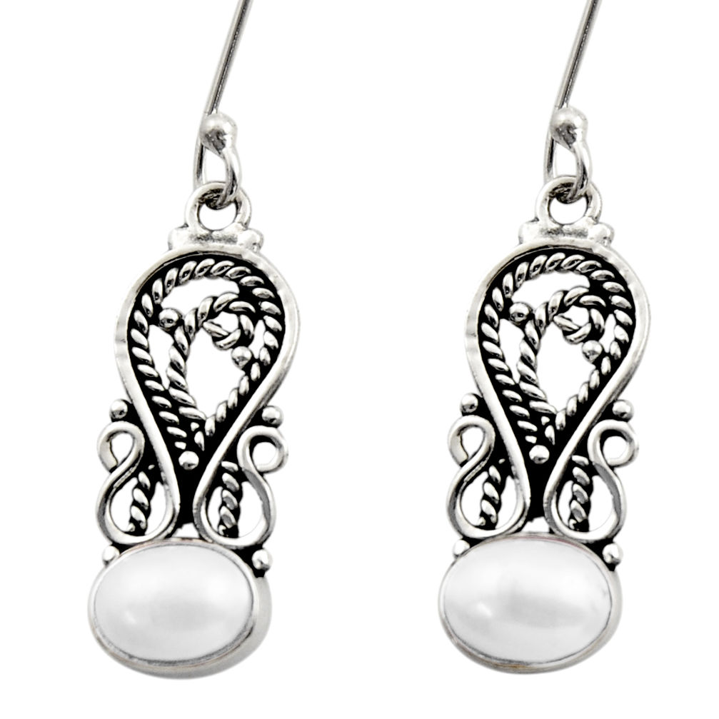 white pearl 925 sterling silver dangle earrings jewelry d40735