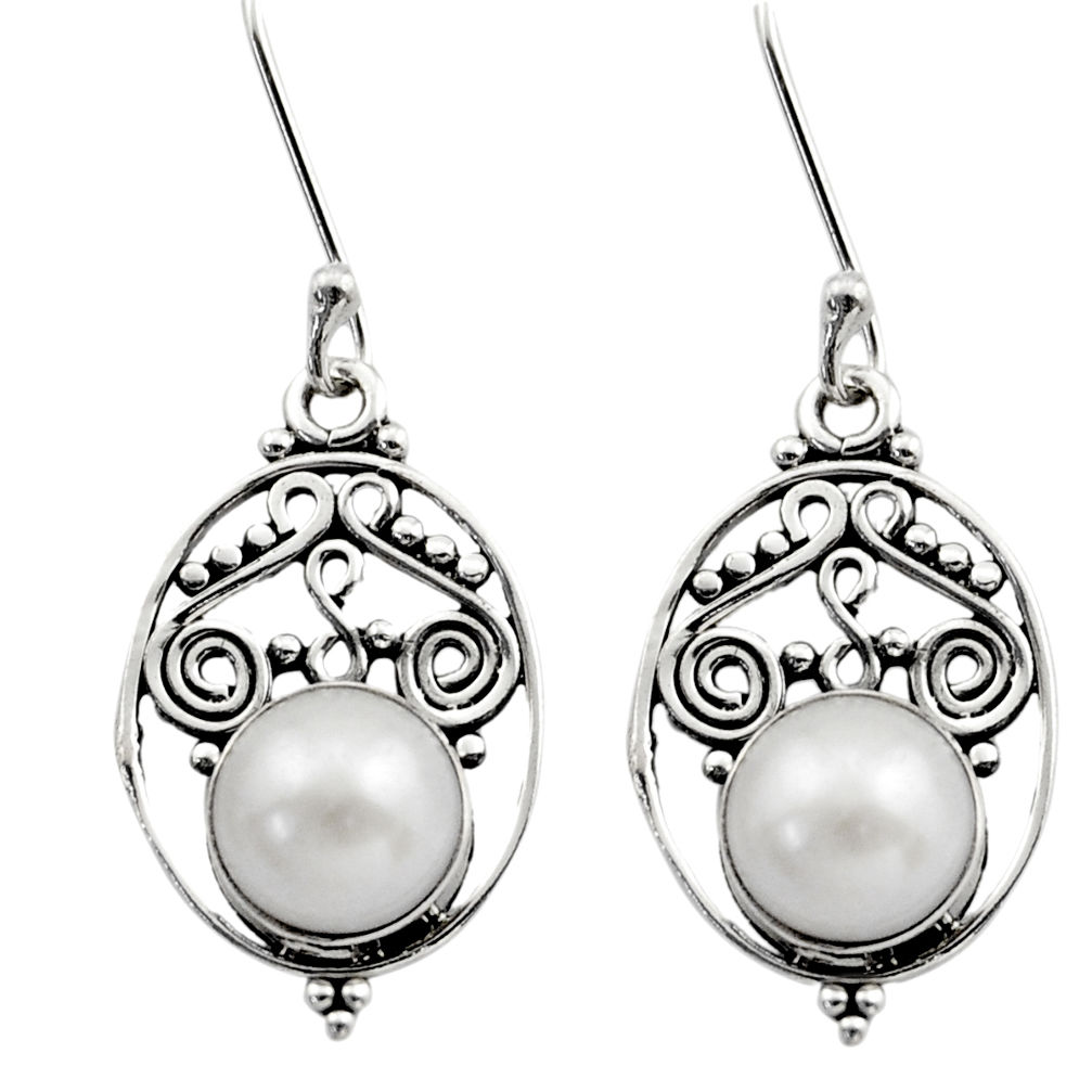 4.22cts natural white pearl 925 sterling silver dangle earrings jewelry d40739