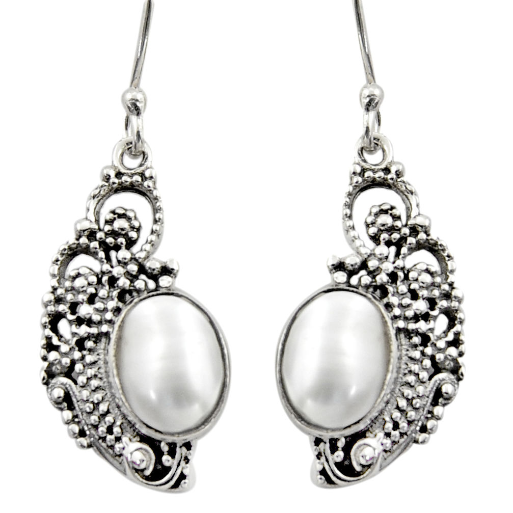 5.63cts natural white pearl 925 sterling silver dangle earrings jewelry d46899