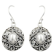 Clearance Sale- 2.41cts natural white pearl 925 sterling silver dangle earrings jewelry d47037