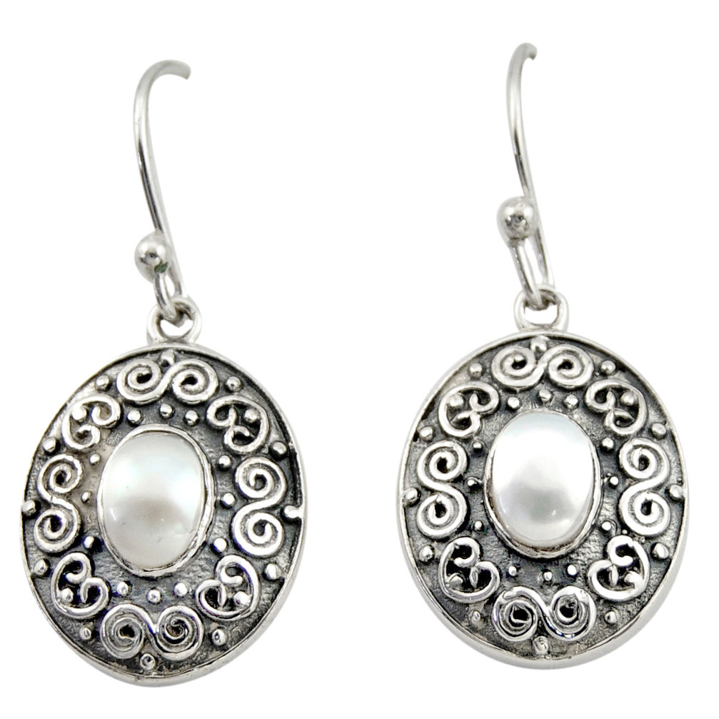 3.44cts natural white pearl 925 sterling silver dangle earrings jewelry d47136