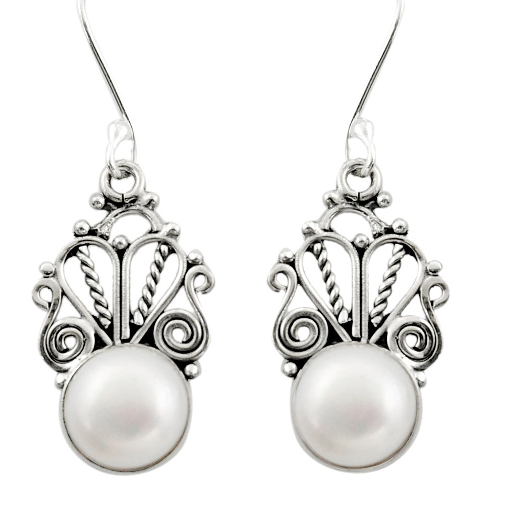 10.31cts natural white pearl 925 sterling silver dangle earrings jewelry d47569