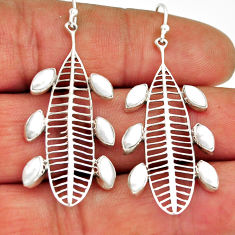 3.16cts natural white pearl 925 sterling silver dangle earrings jewelry n27942