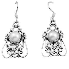 4.99cts natural white pearl 925 sterling silver dangle earrings jewelry n28187