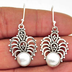 6.35cts natural white pearl 925 sterling silver dangle earrings jewelry n28968