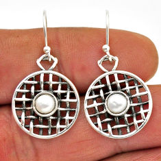 1.50cts natural white pearl 925 sterling silver dangle earrings jewelry n29017