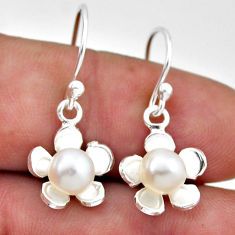 1.69cts natural white pearl 925 sterling silver dangle earrings jewelry n47065