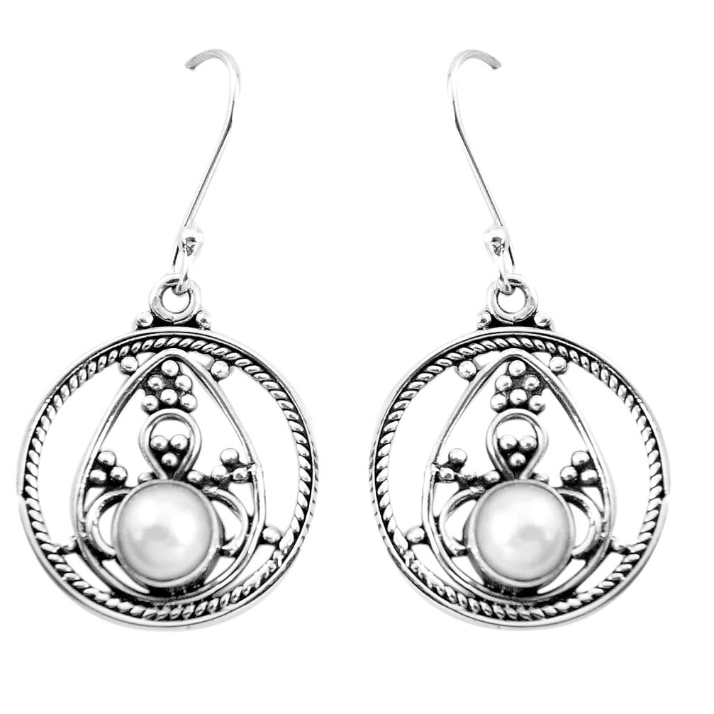 9.03cts natural white pearl 925 sterling silver dangle earrings jewelry p13259