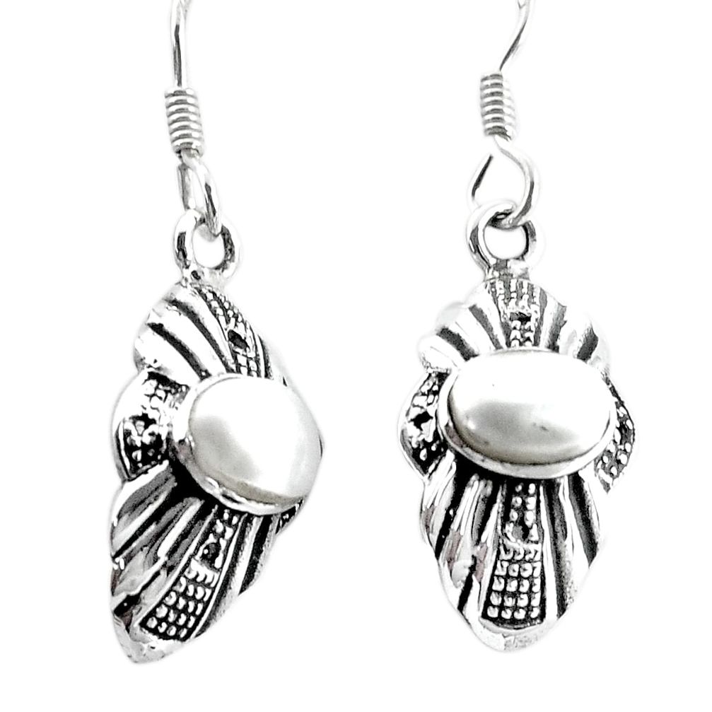 3.05cts natural white pearl 925 sterling silver dangle earrings jewelry p34497