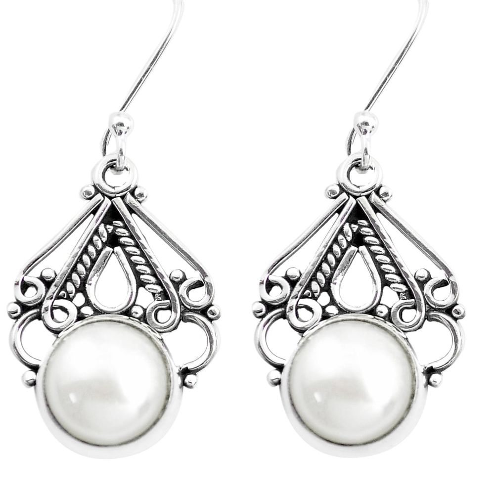 9.47cts natural white pearl 925 sterling silver dangle earrings jewelry p41341