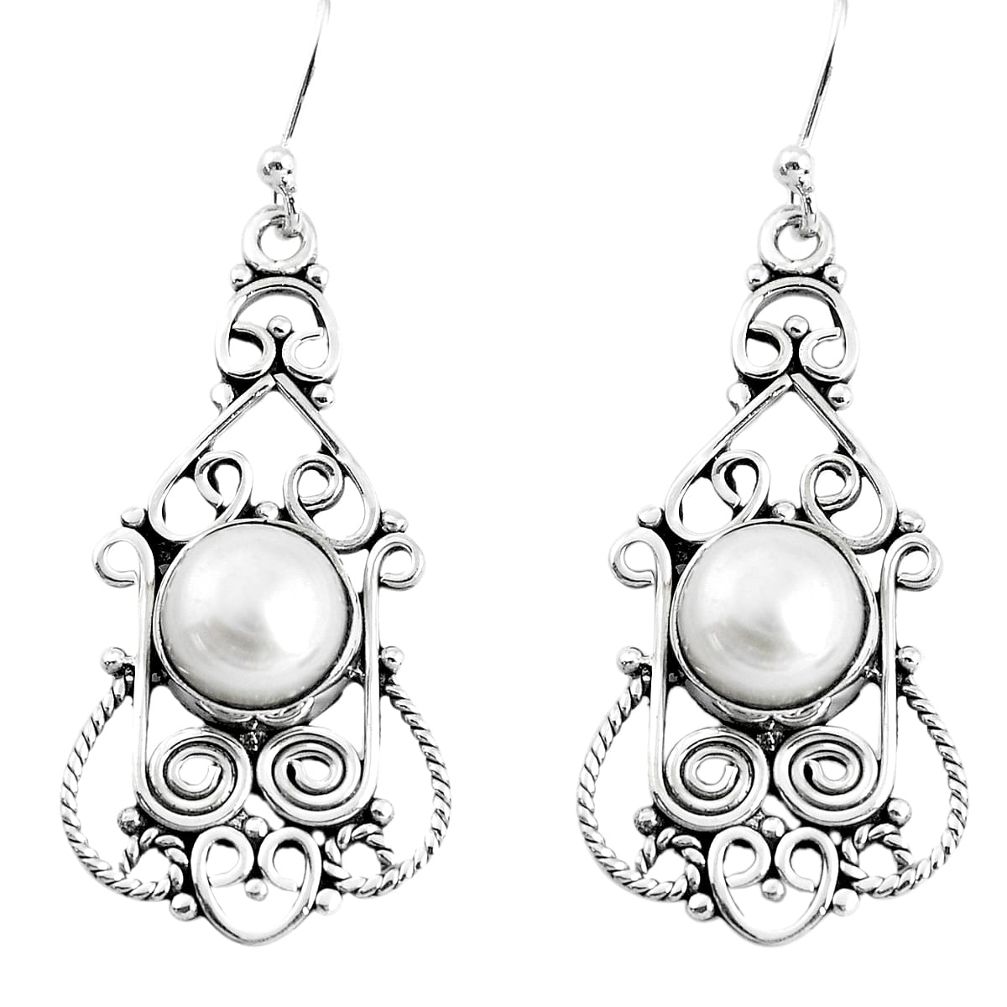 white pearl 925 sterling silver dangle earrings jewelry p51967