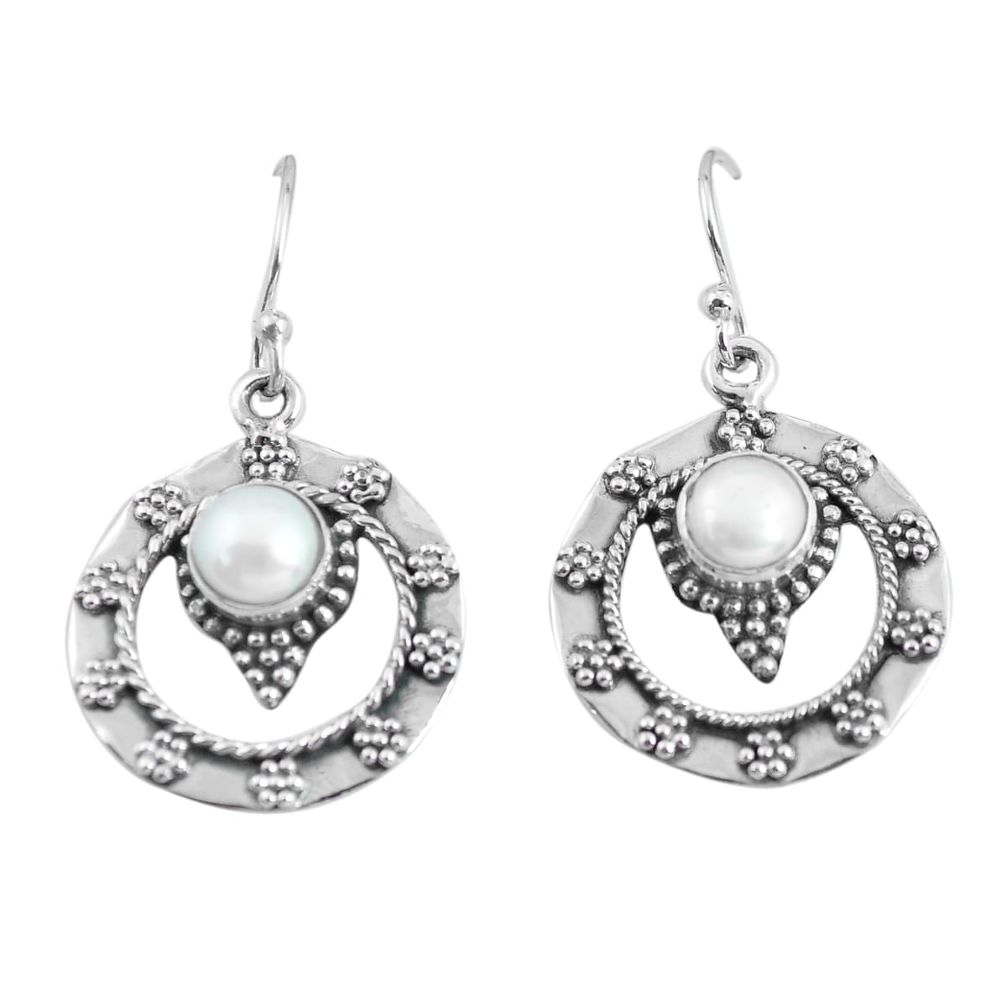 white pearl 925 sterling silver dangle earrings jewelry p64001