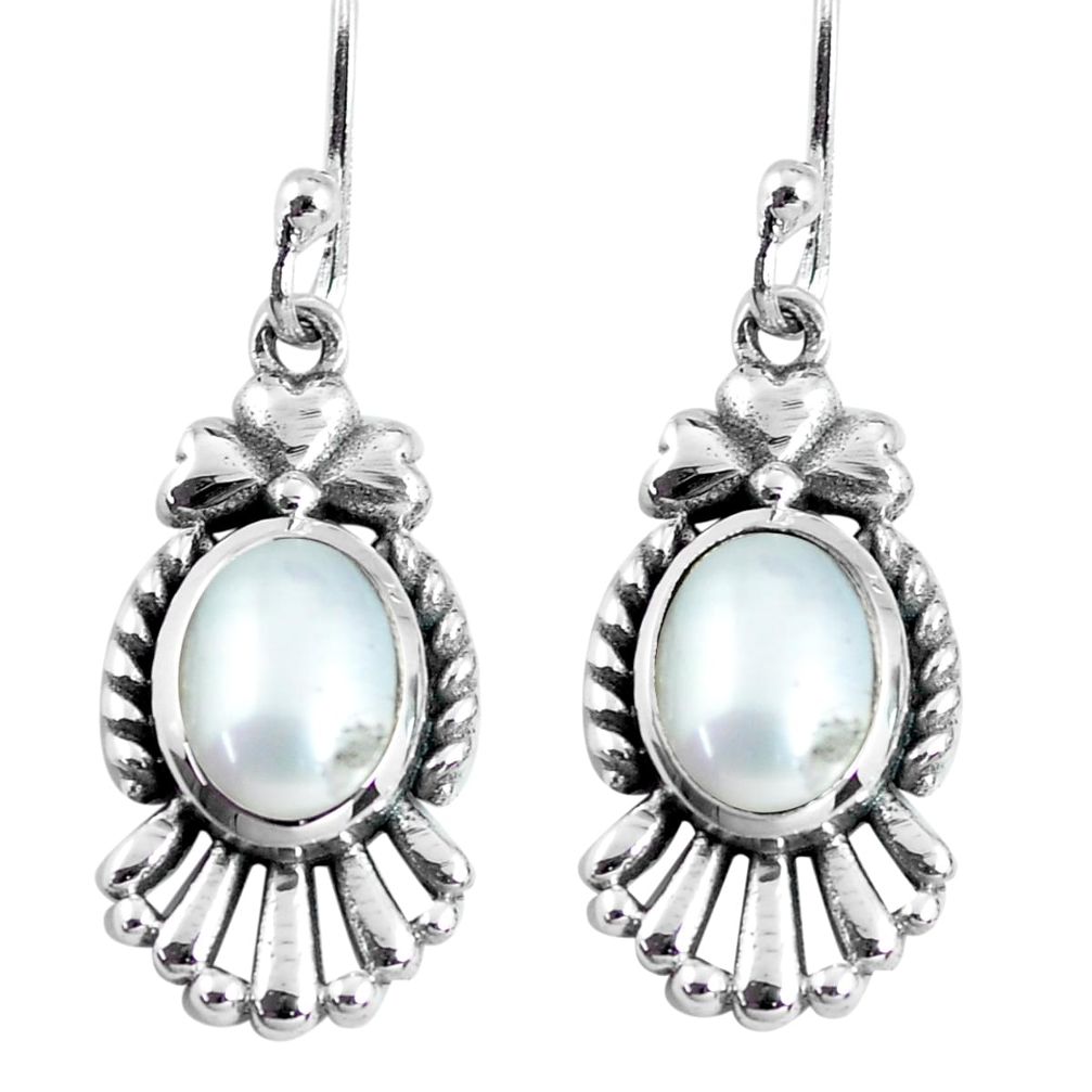 4.02cts natural white pearl 925 sterling silver dangle earrings jewelry p64034