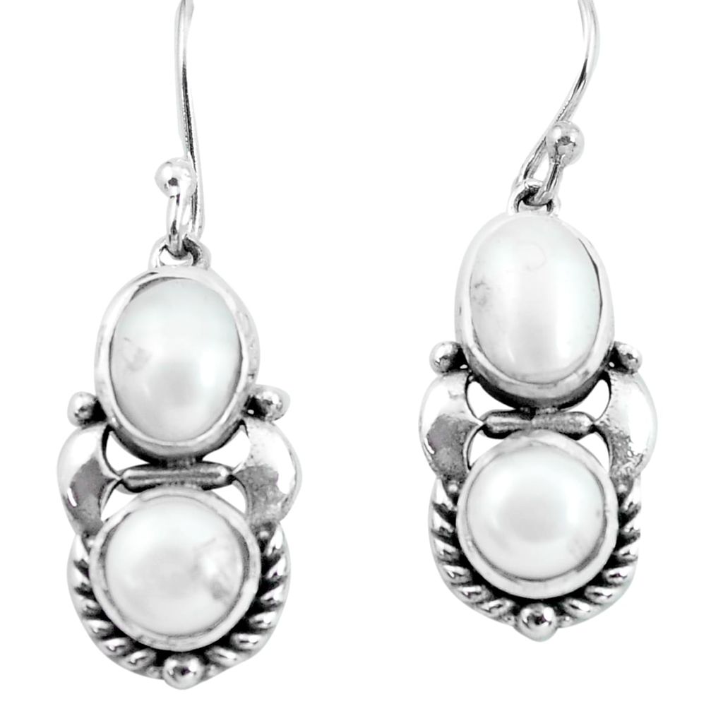 6.54cts natural white pearl 925 sterling silver dangle earrings jewelry p64996