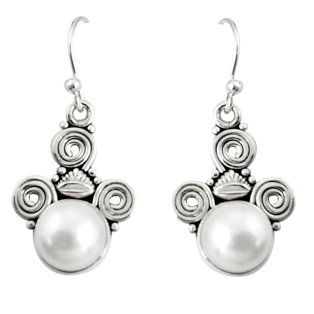7.33cts natural white pearl 925 sterling silver dangle earrings jewelry r19917