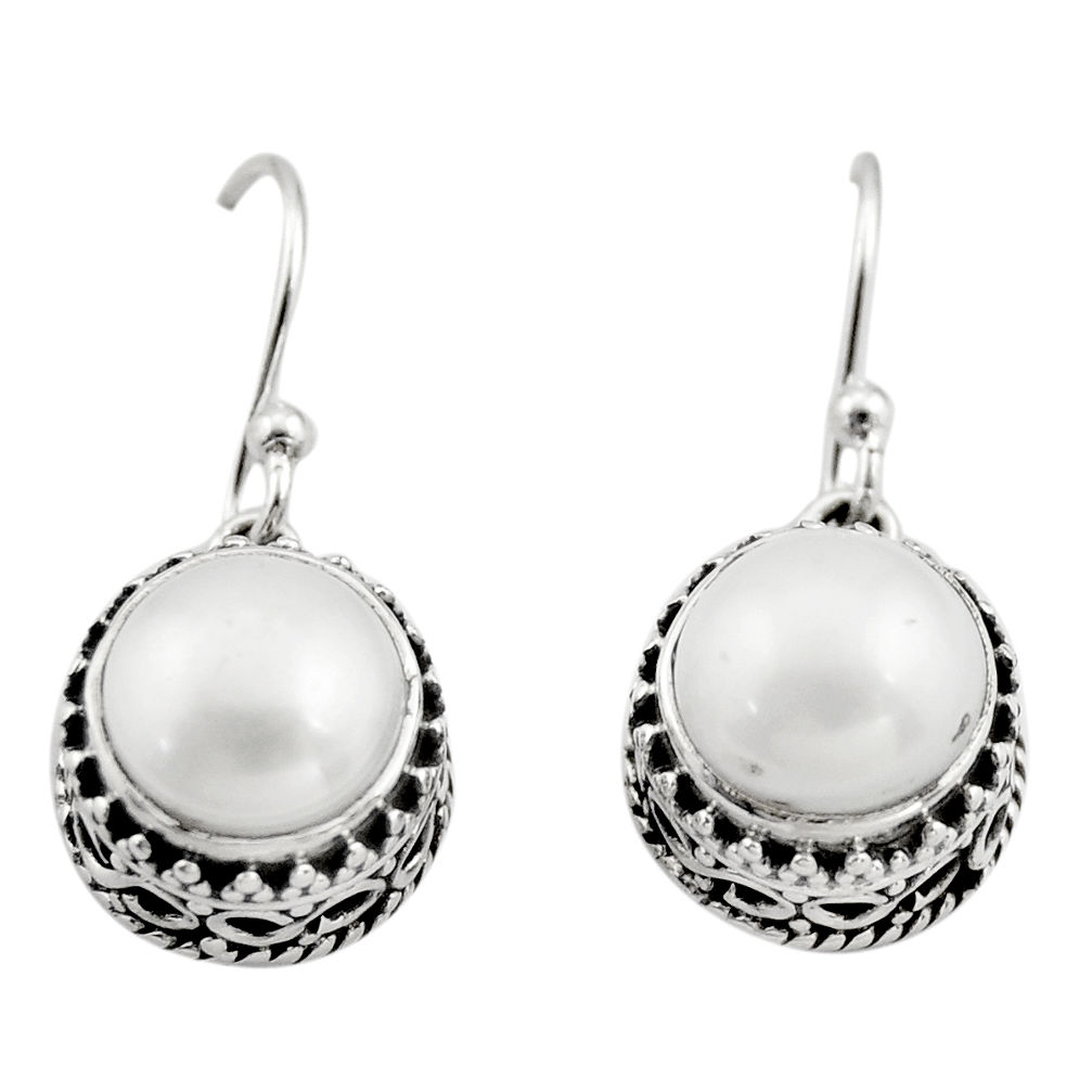 6.33cts natural white pearl 925 sterling silver dangle earrings jewelry r21842