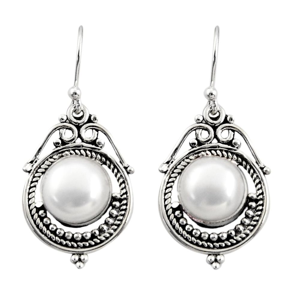 8.94cts natural white pearl 925 sterling silver dangle earrings jewelry r30842