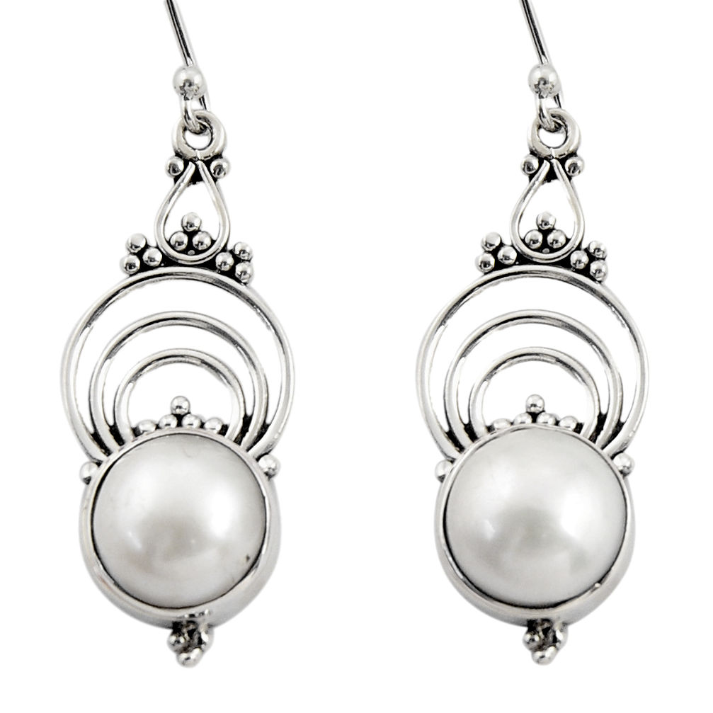 9.54cts natural white pearl 925 sterling silver dangle earrings jewelry r30862