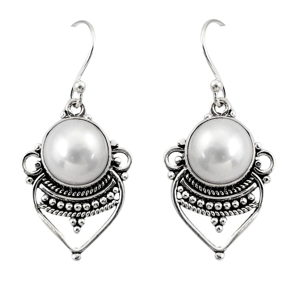11.23cts natural white pearl 925 sterling silver dangle earrings jewelry r30888