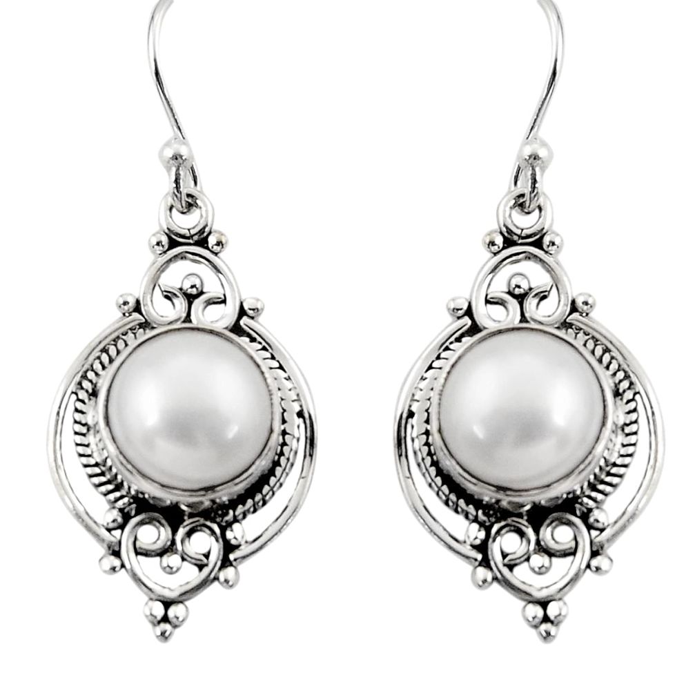 9.61cts natural white pearl 925 sterling silver dangle earrings jewelry r30972