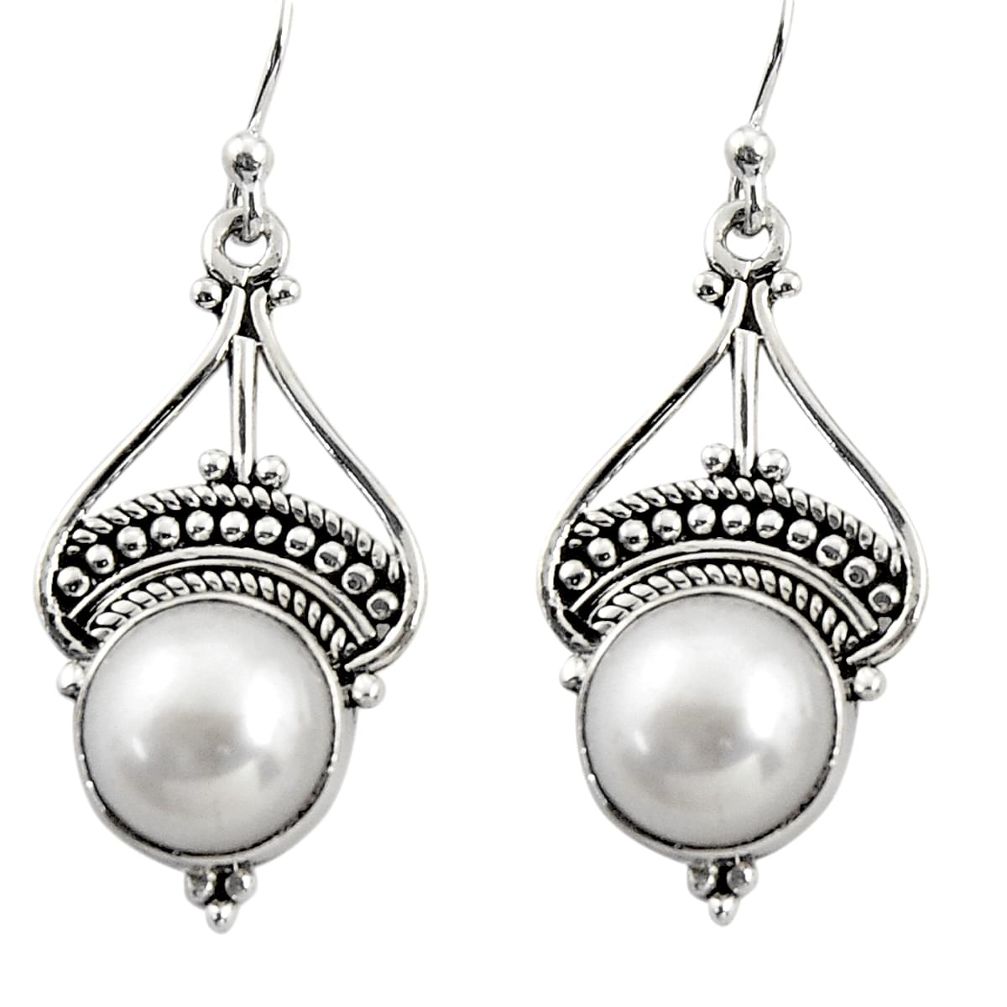 7.71cts natural white pearl 925 sterling silver dangle earrings jewelry r31015
