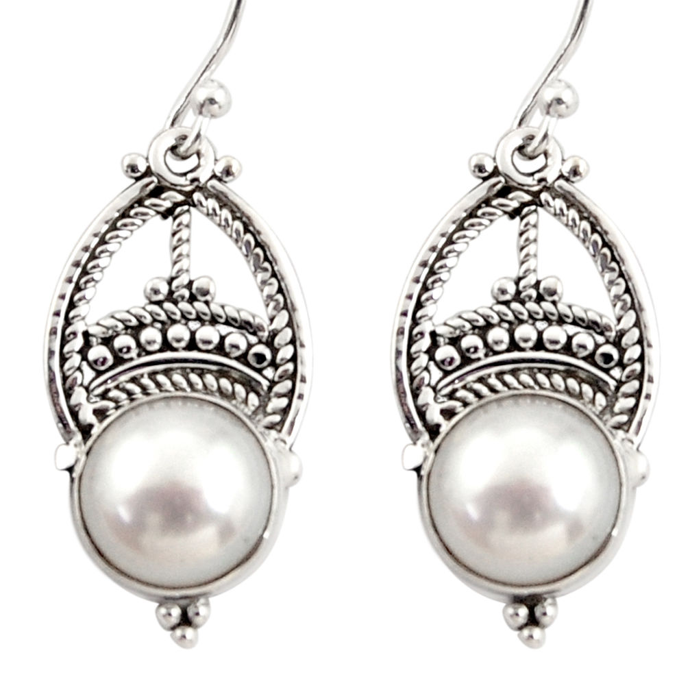 8.77cts natural white pearl 925 sterling silver dangle earrings jewelry r31025